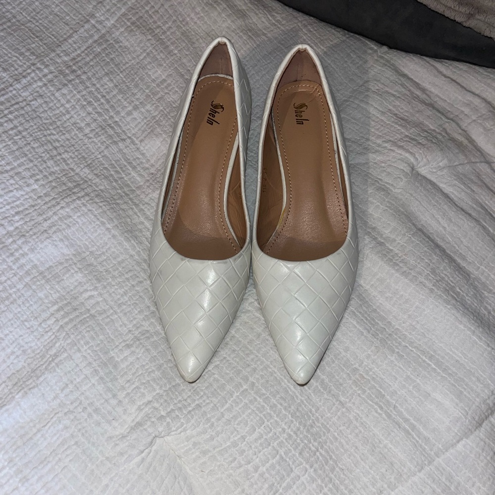 Women's White Woven Flats
